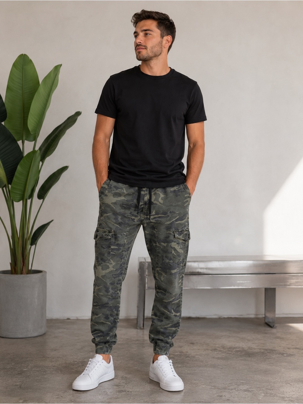 Huntington Skinny Fit Stretch  Camo Joggers Men’s Size S